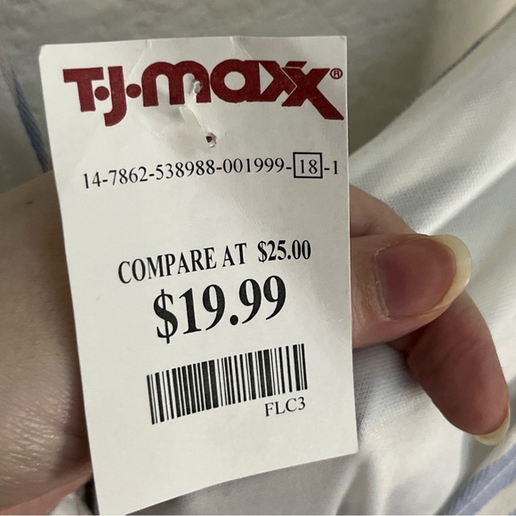 NEW Crystal Sky Blue White Jumpsuit Striped Wide Leg Flowy Cropped Romper Sz S - Picture 11 of 12